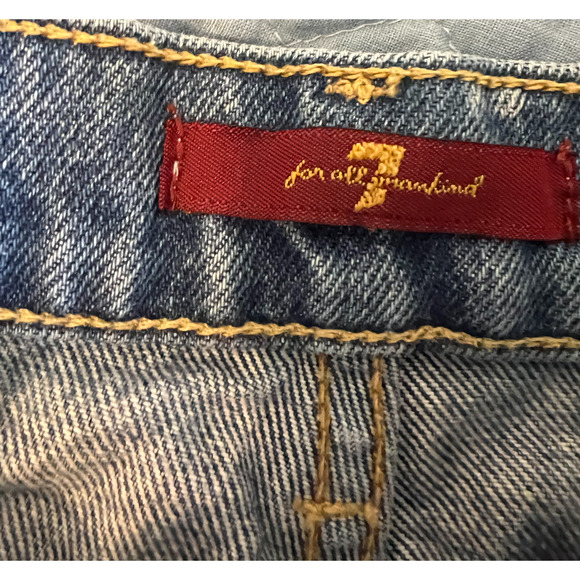 7 For All Mankind Denim Shorts Womens Size 25 Distressed Button Fly Short Shorts - Picture 3 of 10